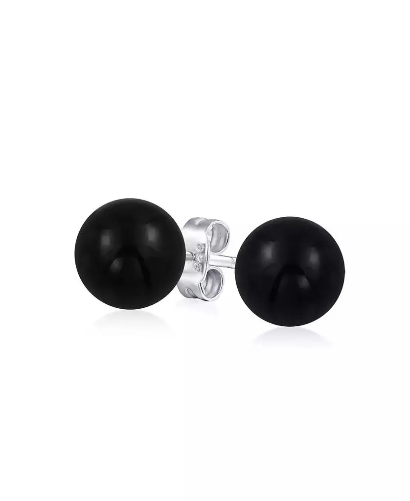 Bling Jewelry Classic 10MM Natural Stone Bead Ball Stud Earrings .925 Sterling Silver