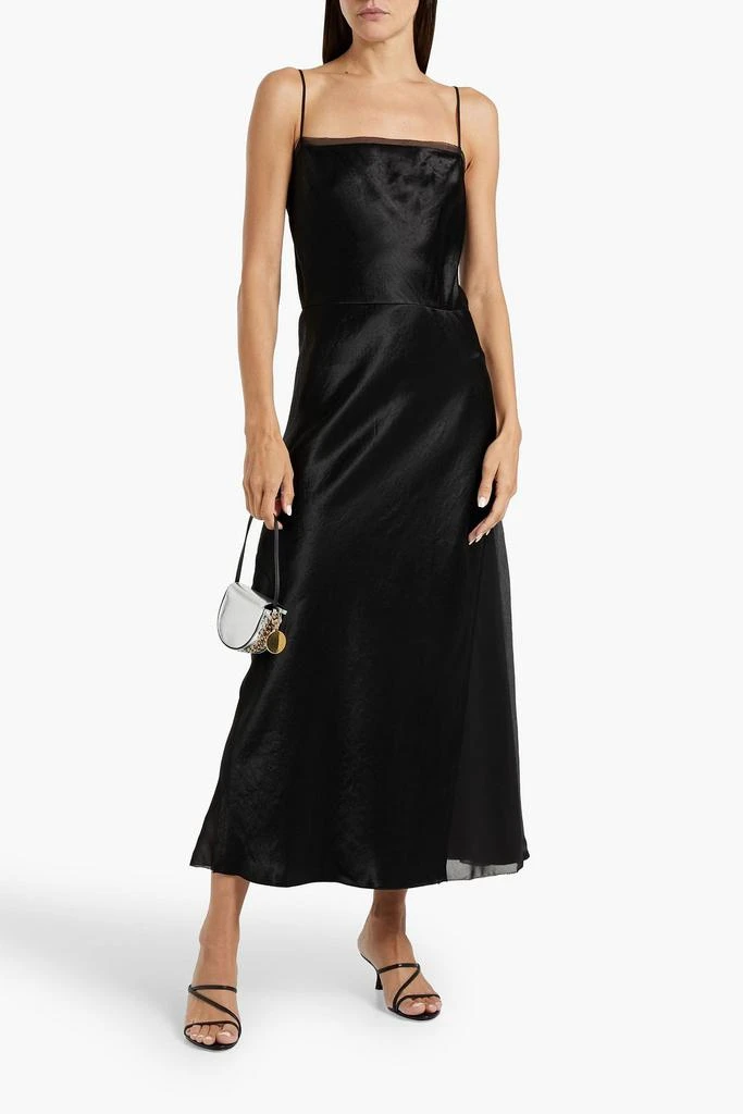 Vince Chiffon and crinkled-satin midi dress 2