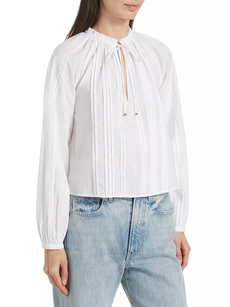 VERONICA BEARD Jaxon Cotton Pintuck Blouse 4