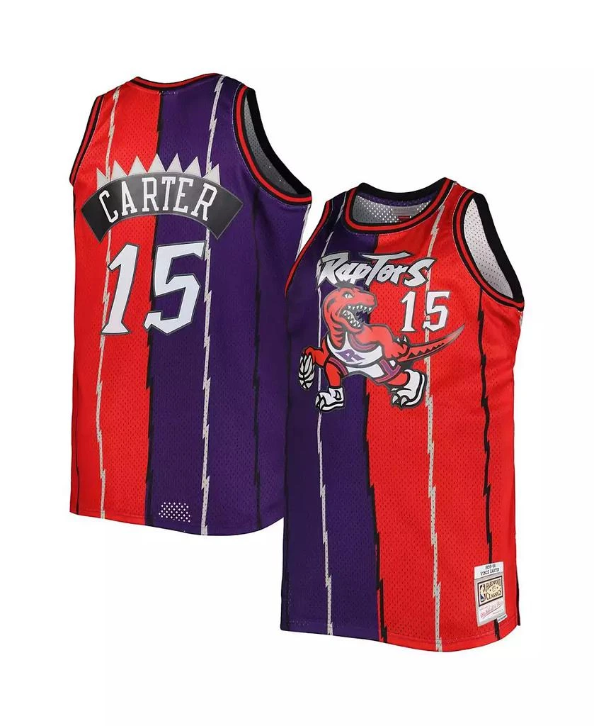 Mitchell 
Ness Men
s Vince Carter Purple, Red Toronto Raptors Big and Tall Hardwood Classics 1998-99 Split Swingman Jersey 4