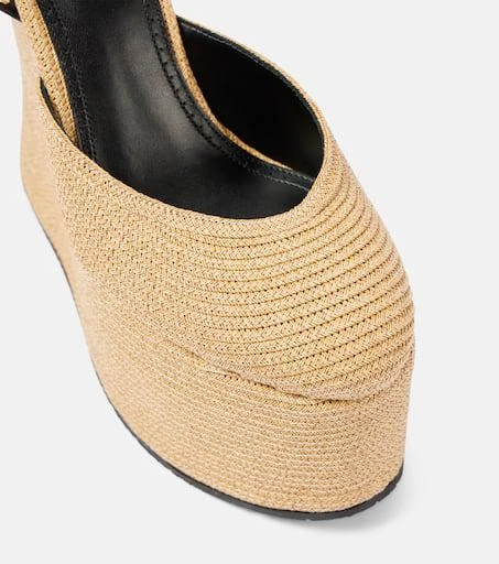 Alaïa LA leather-trimmed paper straw wedges 4