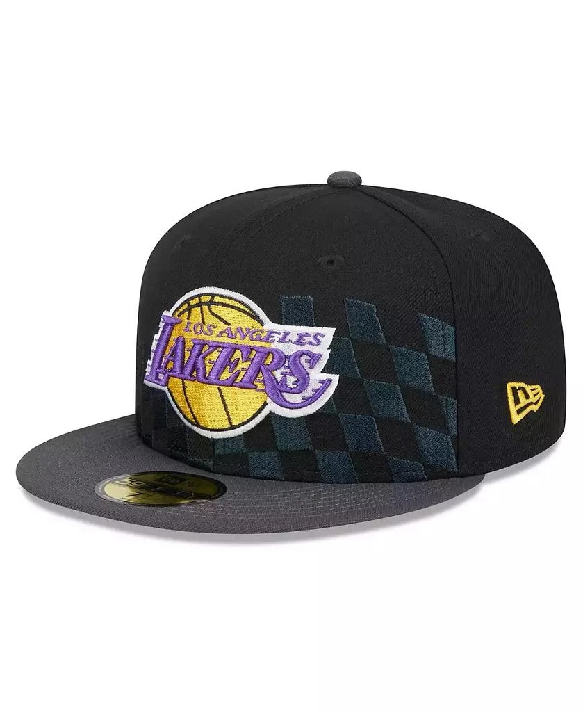 New Era Men's Black Los Angeles Lakers 2024 NBA All-Star Game Rally Drive Checkerboard 59FIFTY Crown Fitted Hat 3