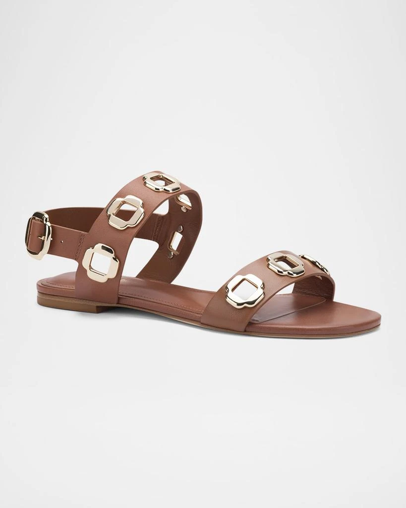 Larroude Milan Leather Flat Slingback Sandals 2