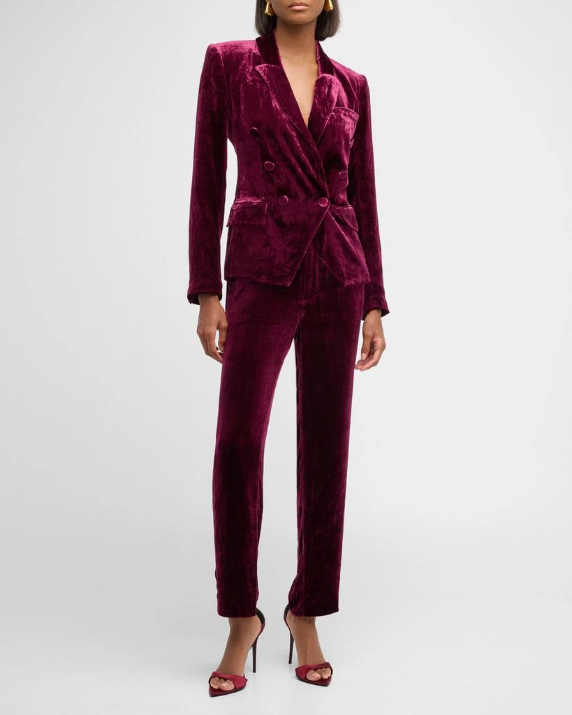 L'Agence Kenzie Double-Breasted Velvet Blazer 2