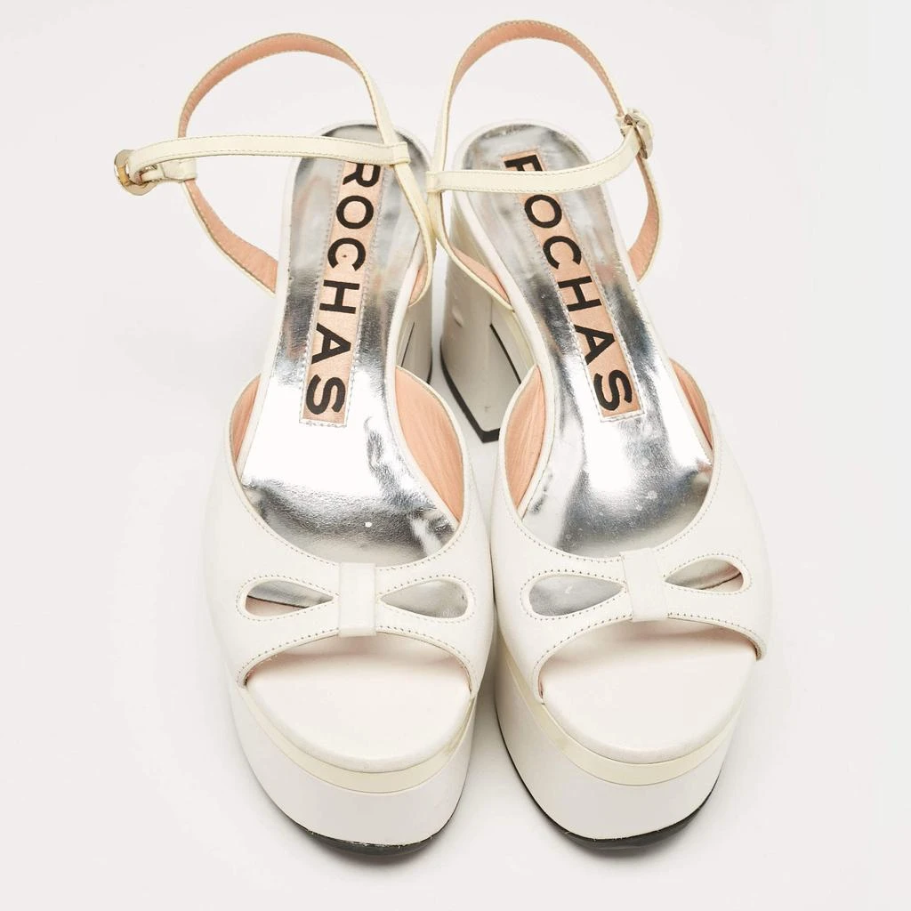 ROCHAS Rochas White Leather Cutout Platform Ankle Strap Sandals Size 38 3