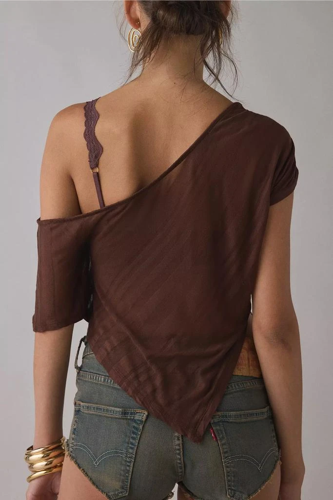 Urban Outfitters UO Bia Sheer Stripe Asymmetric Off-The-Shoulder Poncho 3