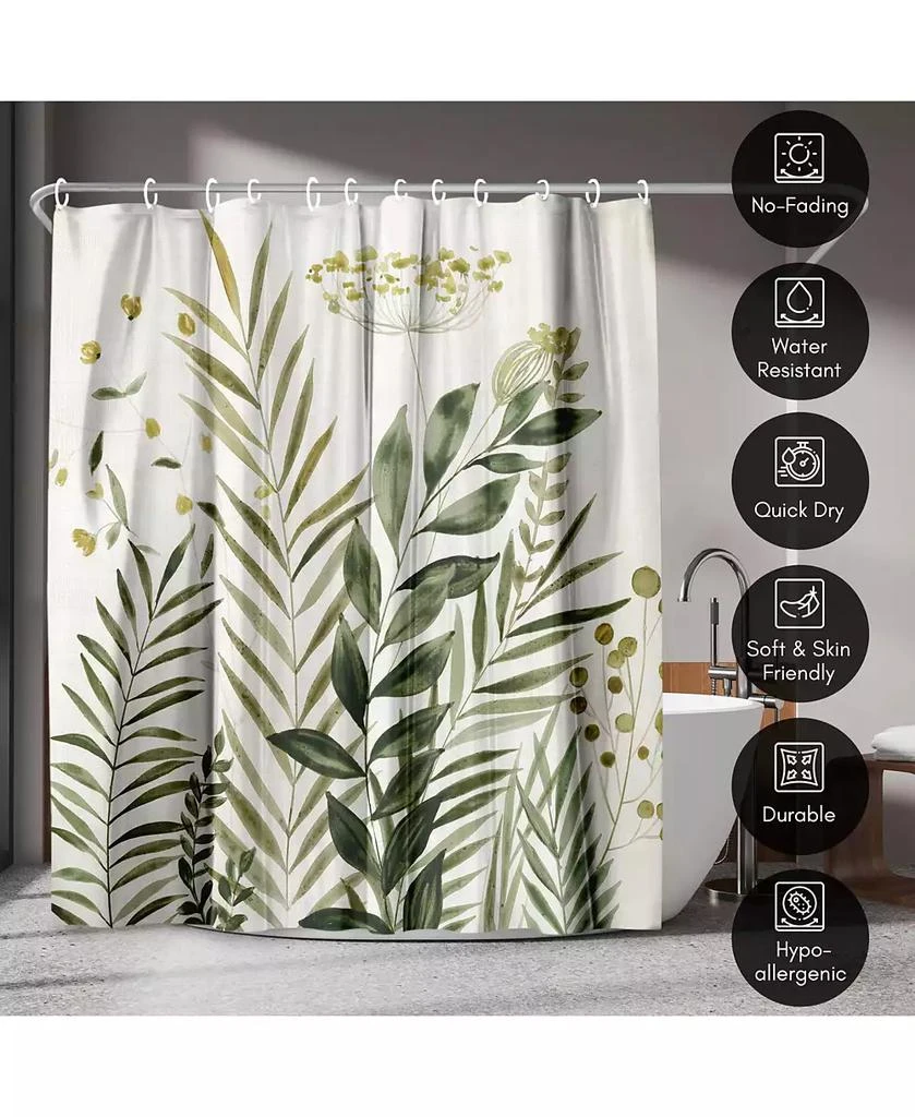 Americanflat 71x74 Floral Eucaliptus Shower Curtain - 100% Polyester - Water-Resistant Bath Curtain 4
