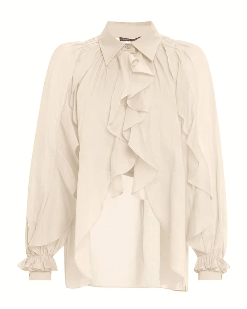 Alberta Ferretti Ruffle High-Low Button-Down Blouse 1