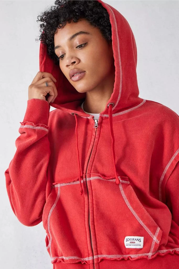 BDG BDG Red Slouchy Zip-Through Hoodie Sweatshirt 2