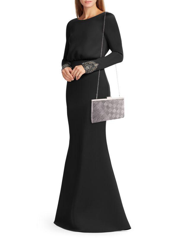 La Regale Glitter Basketweave Clutch