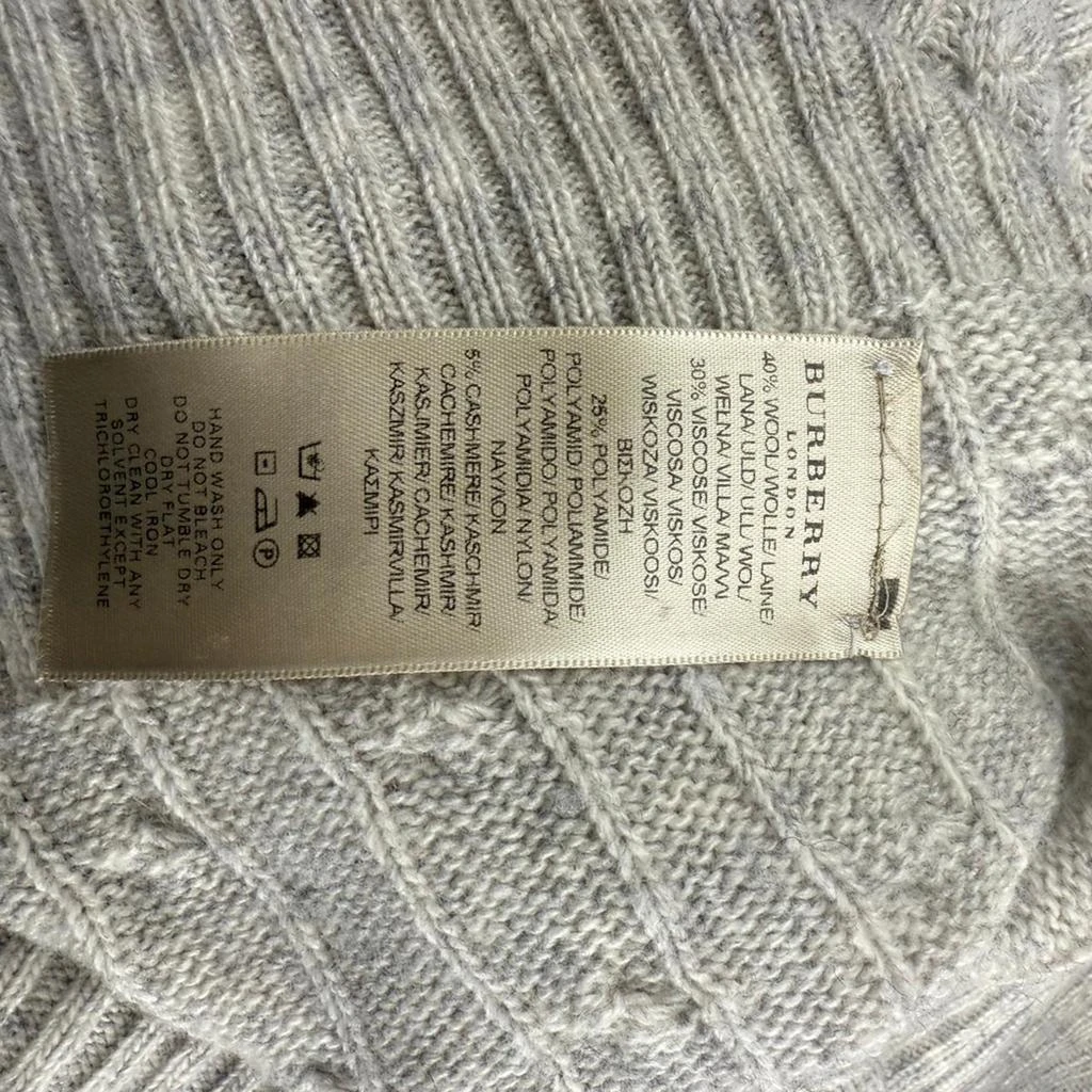 Burberry London Cable-Knit Roll Neck Vest Sweater in Grey Wool 5