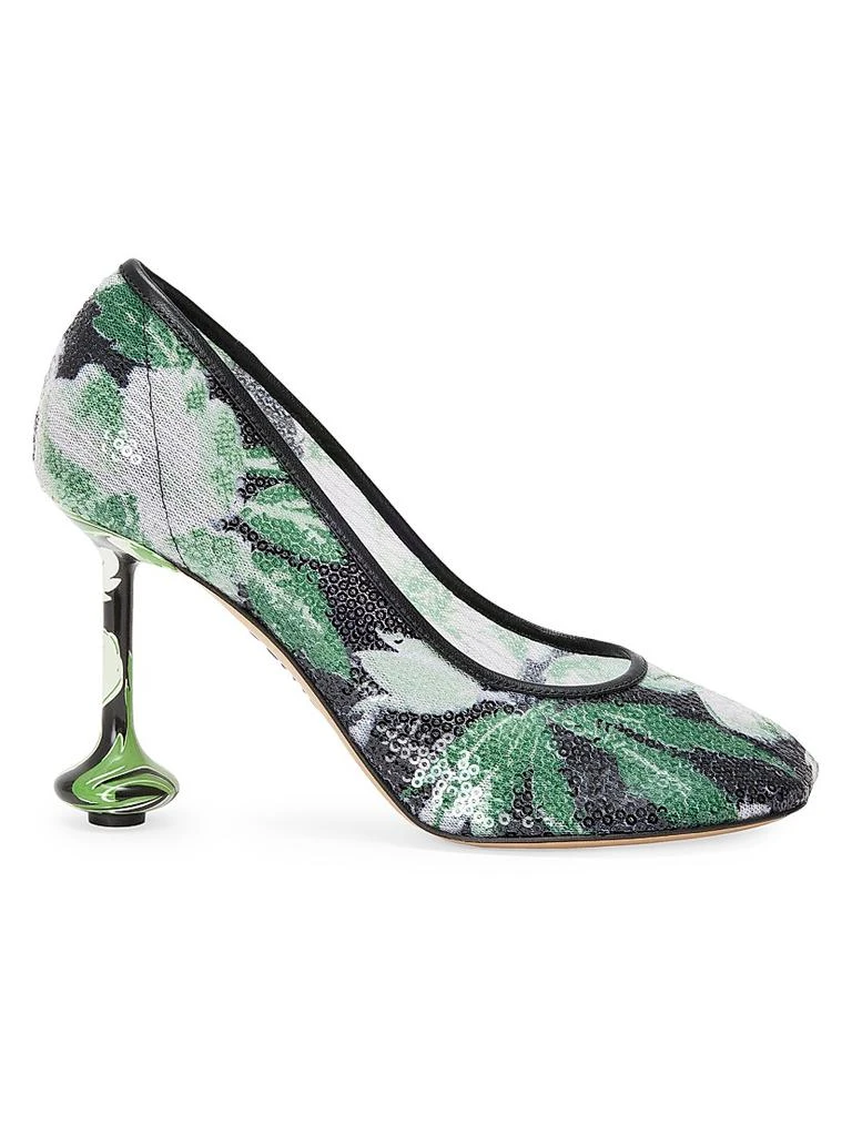 Loewe Toy Pump 90MM Sequined Floral Pumps 1