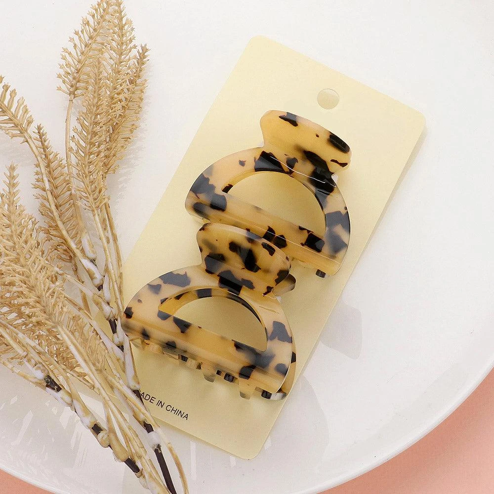 FASHNZFAB 2PCS - Celluloid Acetate Small Hair Claw Clips