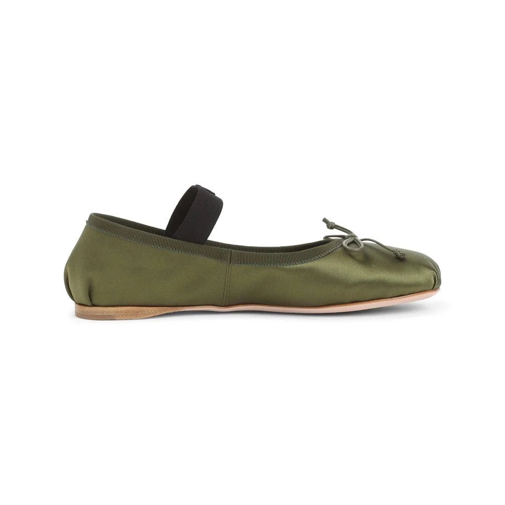 Miu Miu Olive Green Satin Ballerinas 2