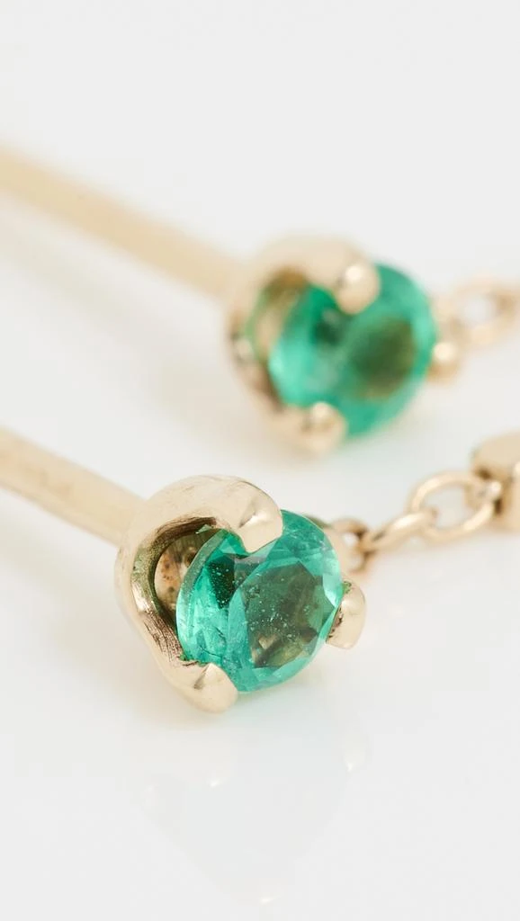 Zoe Chicco 14k Gold Emerald Square Bead Chain Huggie Earrings 4