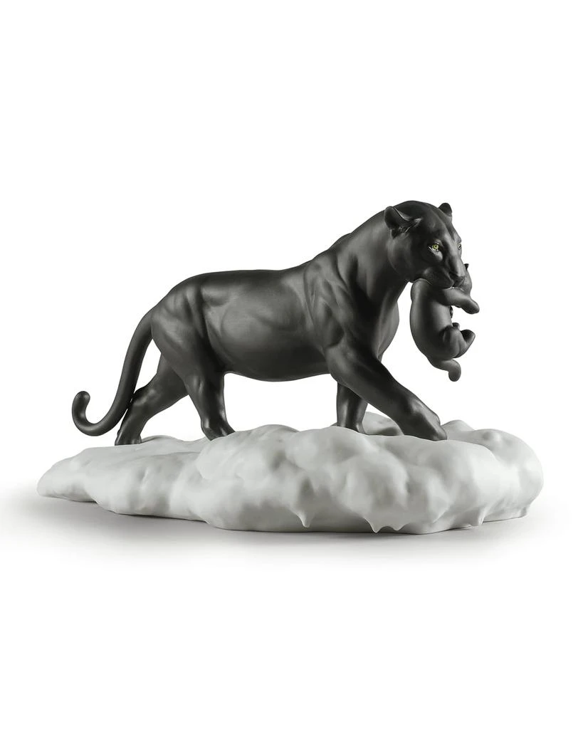 Lladro Black Panther with Cub Figurine
