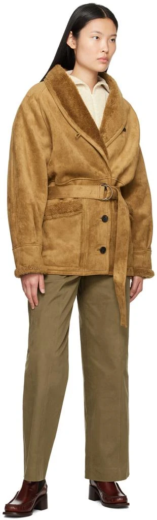 LVIR Tan Paneled Faux-Leather Coat 4