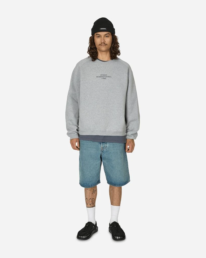 STUSSY Raglan Sleeve Crewneck Sweatshirt Grey Heather 1