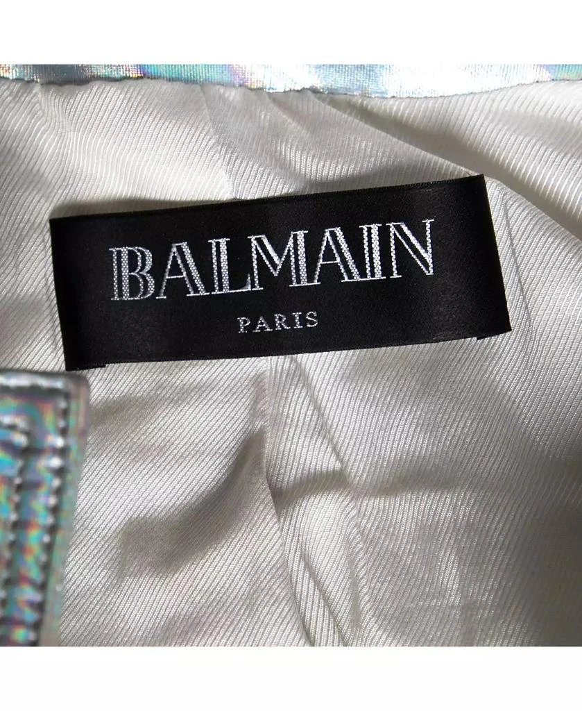 Pre-Owned Balmain Women
s Silver Holographic Quilted Open Front Jacket 4