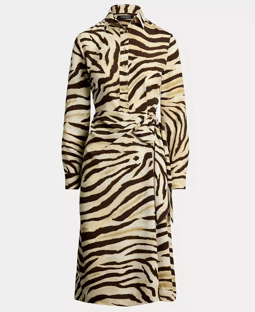 Ralph Lauren Women's Zebra-Print Tie-Front Crepe Shirtdress, 0P-22W 5
