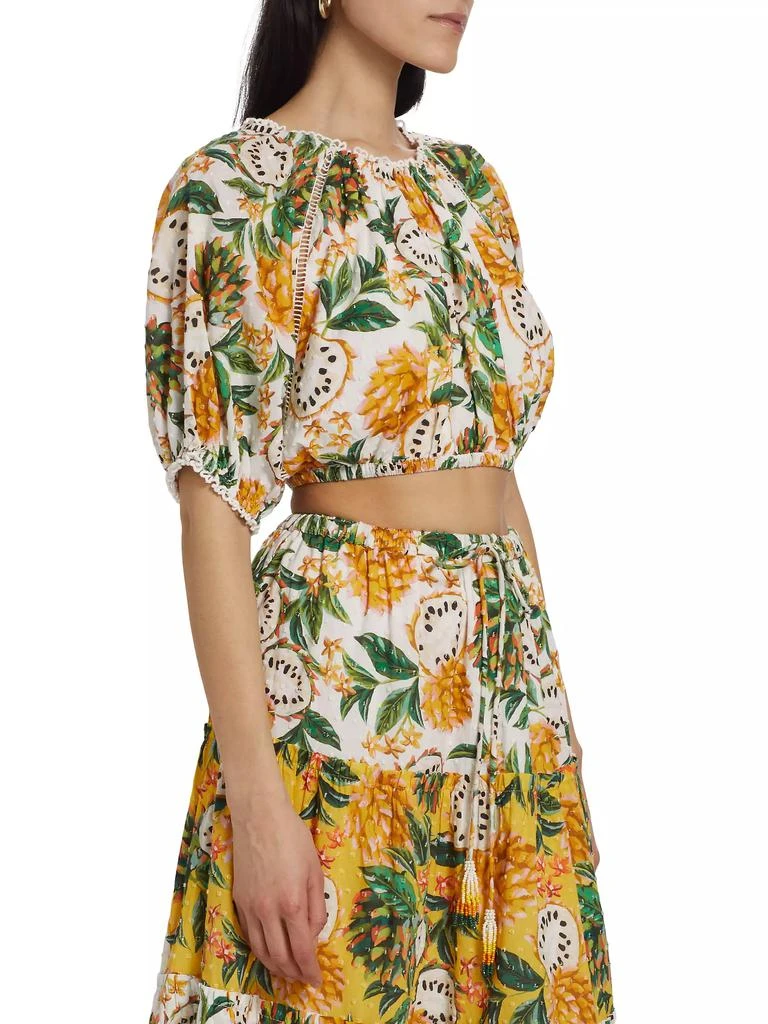 Farm Rio Biriba Fruit Puff-Sleeve Crop Top 4