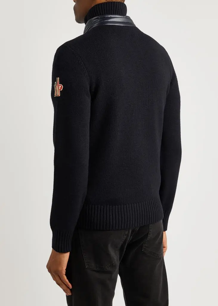 Moncler Quilted shell and stretch-wool jacket  3
