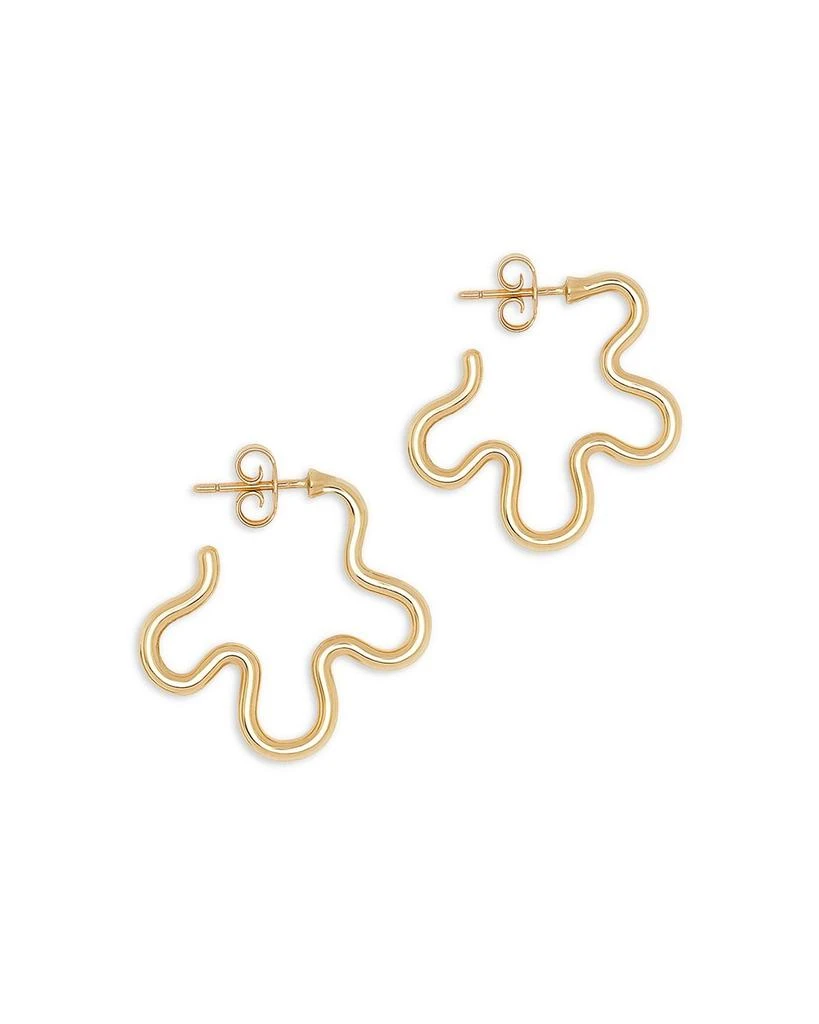 Bea Bongiasca 9K Yellow Gold Flower Funk Open Flower Mismatch Huggie Hoop Earrings 1