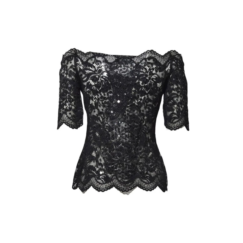 Paco Rabanne Paco Rabanne Sequin Embellished Floral Lace Top 1