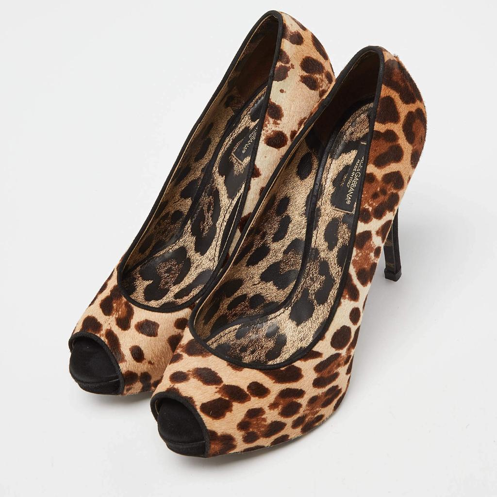 DOLCE&GABBANA ミンクティペット ヒョウ柄 Brown Velvet ballerinas with animal motif Dolce & Gabbana