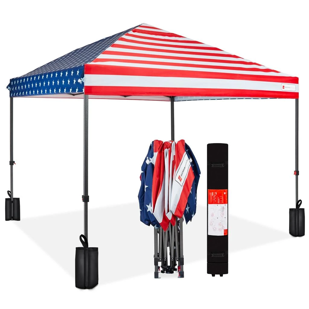Best Choice Products 12x12ft Easy Setup Pop Up Canopy w/ 1-Button Setup, Wheeled Case, 4 Weight Bags 18