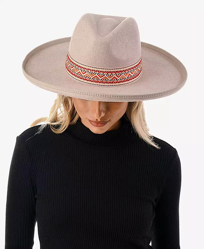 MARCUS ADLER Women's Chevron Trim Wool Blend Panama Hat