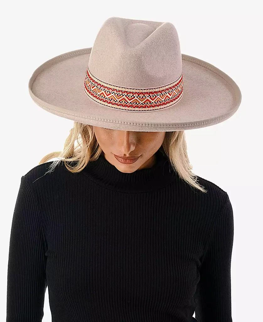 MARCUS ADLER Women's Chevron Trim Wool Blend Panama Hat 2