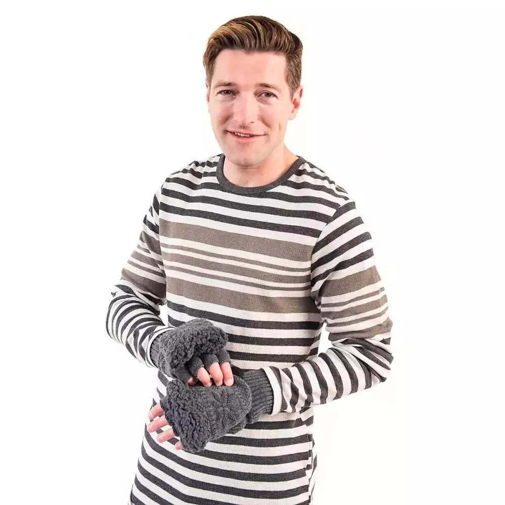 MUK LUKS Men's Faux Fur Flip Mittens 8