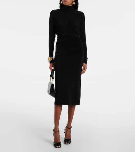 Yves Saint Laurent Gathered jersey midi dress 2