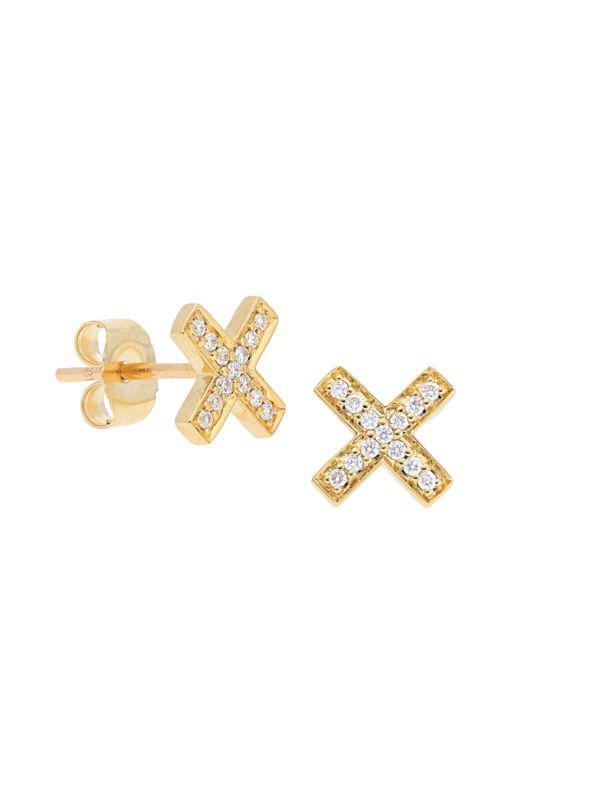 Nephora 14K Yellow Gold & 0.09 TCW Diamond Stud Earrings