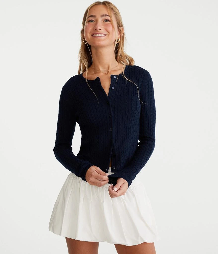Aeropostale Cable Knit Buttoned Crew Cardigan 7