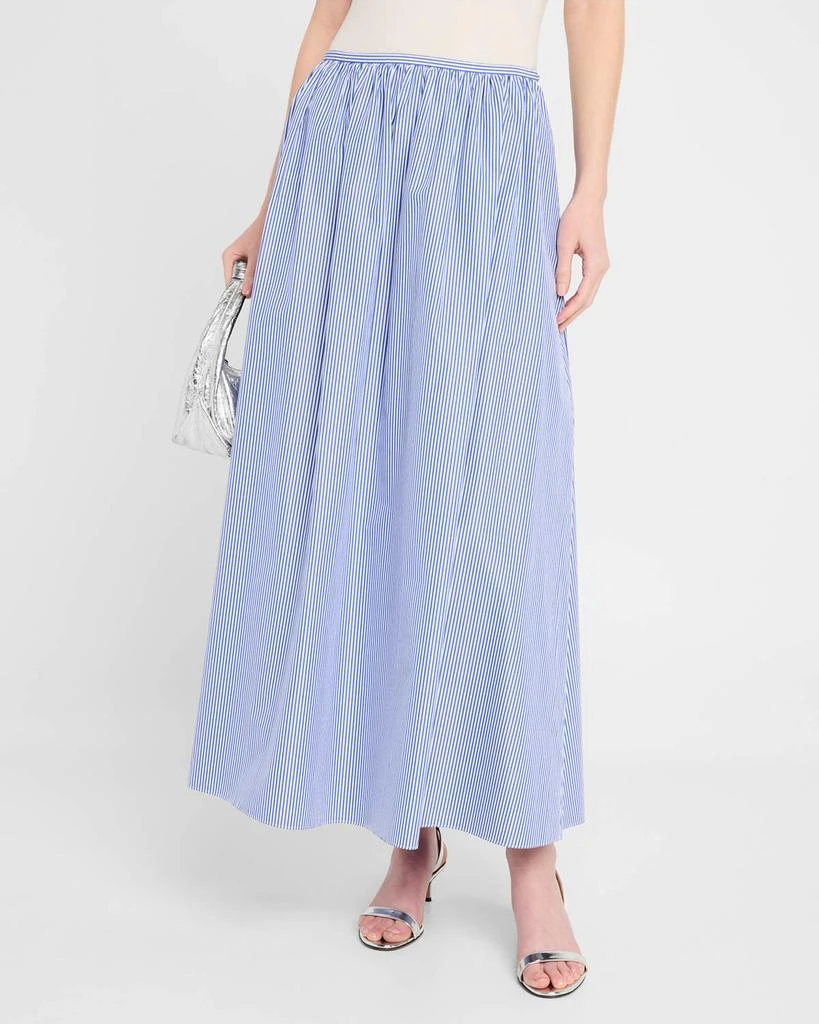 Lafayette 148 New York Gathered-Waist Striped Skirt 4