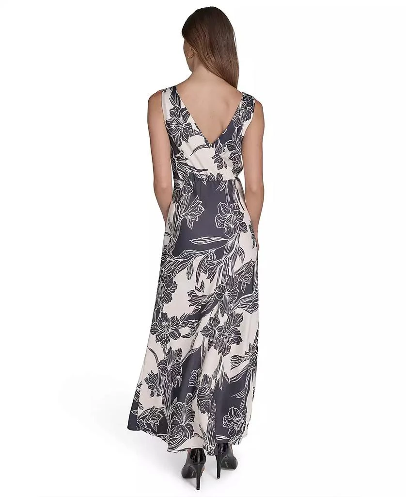 HALSTON Women's V-Neck Sleeveless Satin Gown 2