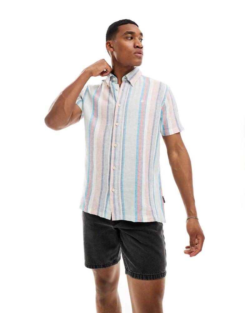 Ben Sherman Ben Sherman short sleeve multicolour stripe shirt in blue