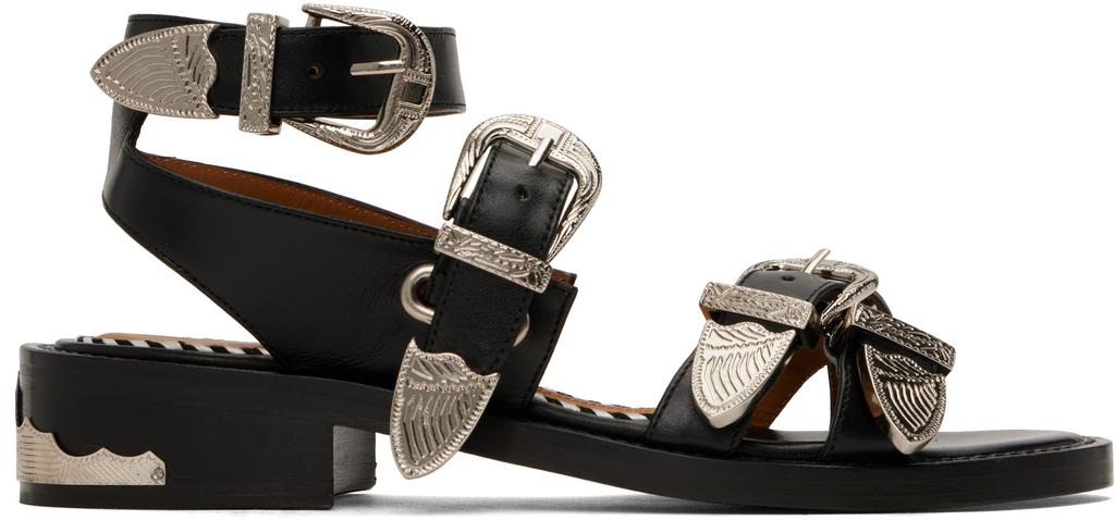 Toga Pulla SSENSE Exclusive Black Metal Leather Sandals