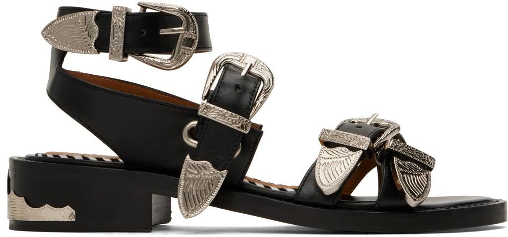 Toga Pulla SSENSE Exclusive Black Metal Leather Sandals 1
