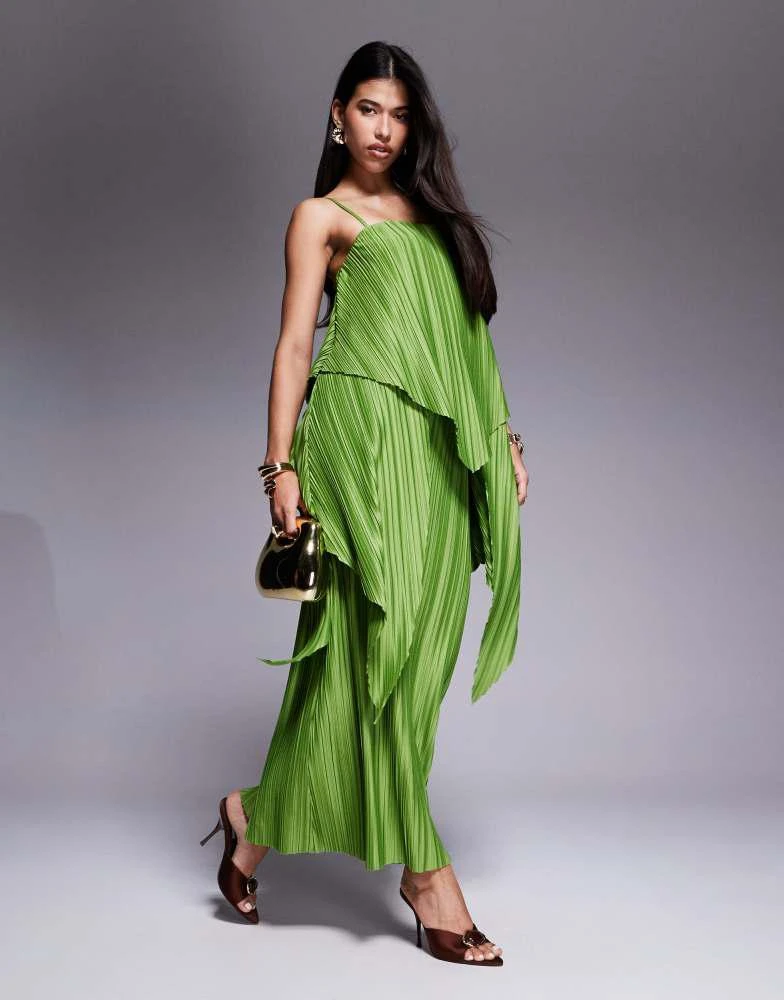 Shop ASOS DESIGN Premium square neck plisse double layer maxi dress with  full hem in green on Sale at BeyondStyle  Get 75% Off ASOS DESIGN Premium  square neck plisse double layer