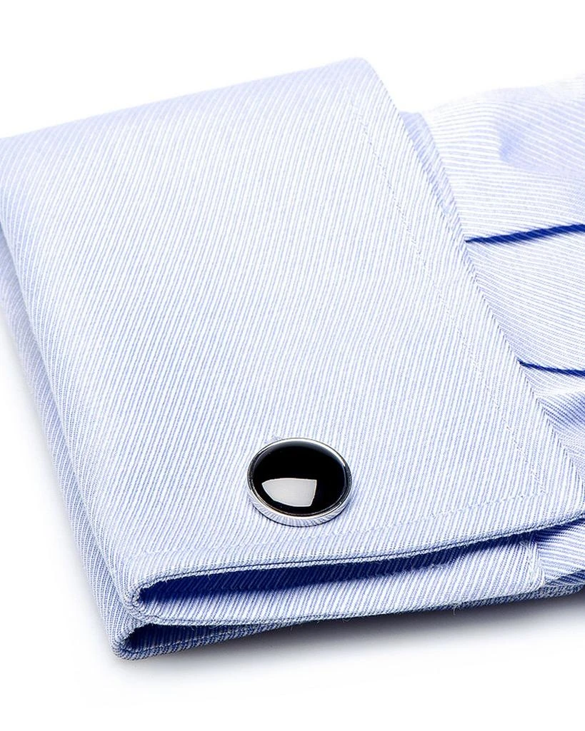 Cufflinks Inc. Silver-Tone Onyx Inlay Round Cufflinks 2