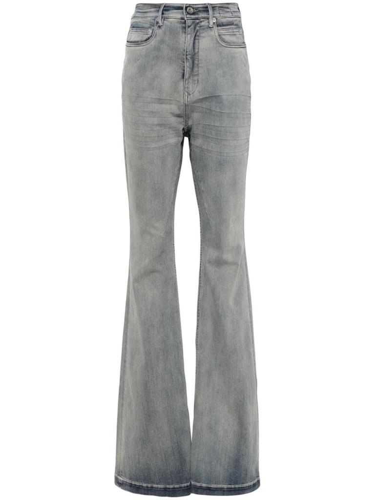 デニム・ジーパン Rick Owens High-Waisted Flared Pants With Textured Rick Owens High Waist Flared Pants in Black | LN-CC