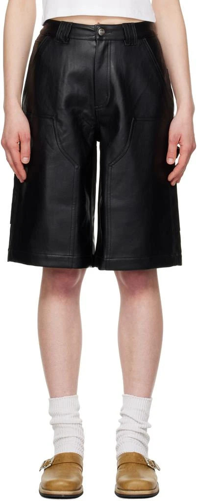 Carhartt WIP Black Norwich Double Knee Faux-Leather Shorts 1