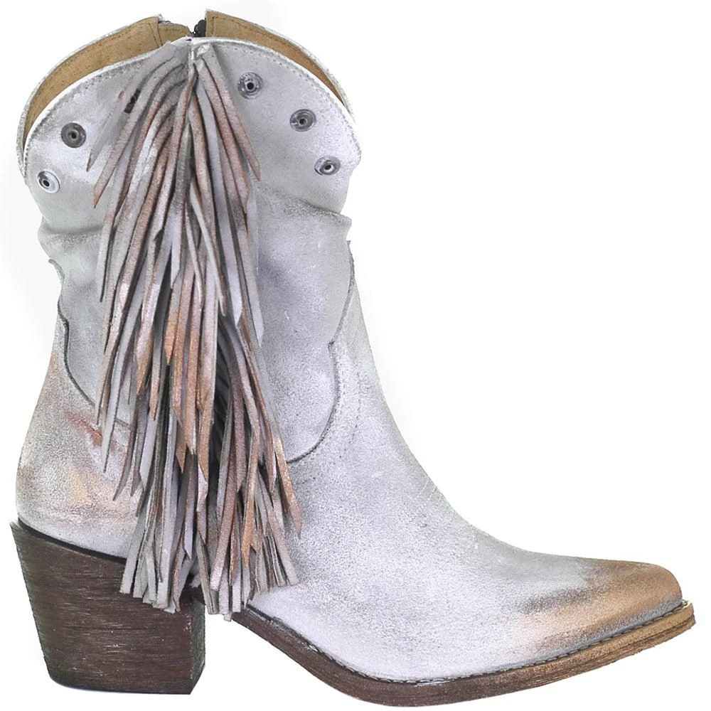 Circle G by Corral Fringe Studded Metallic Cowboy Booties 1