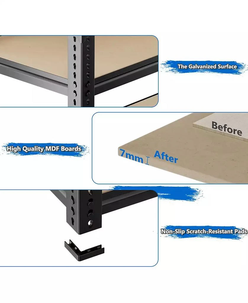 Lovmor 36 in W x 72 in H x 18 in D Adjustable MDF Heavy Duty Metal Shelving Unit 7