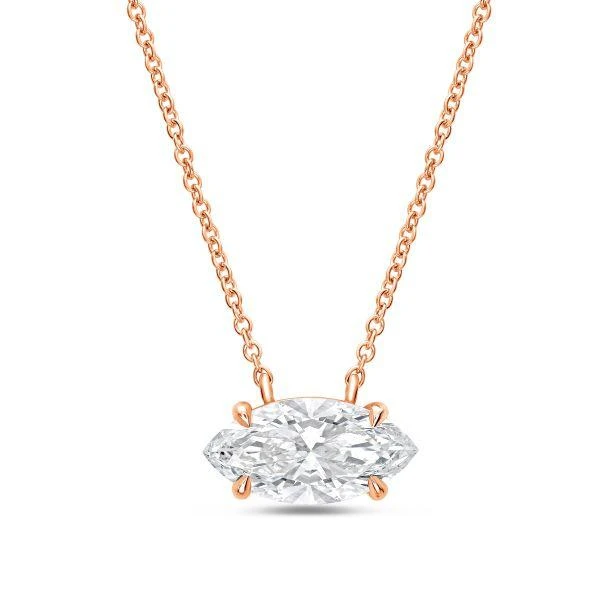 Diana M Jewels 14kt rose gold lab grown marquise east west diamond pendant weighing 1.00 ct in a prong setting