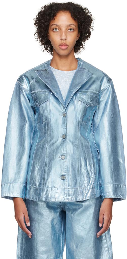 Ganni Ganni Stripe Overdyed Denim Jacket - Jackets - Compare