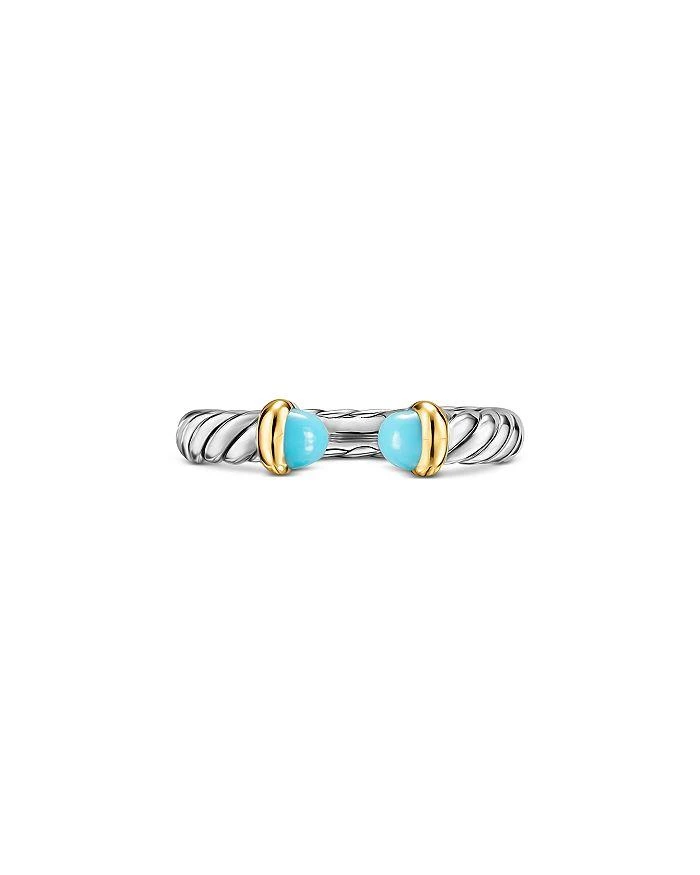 David Yurman Petite Cable Open Ring in Sterling Silver with 14K Yellow Gold, 3.4mm 4